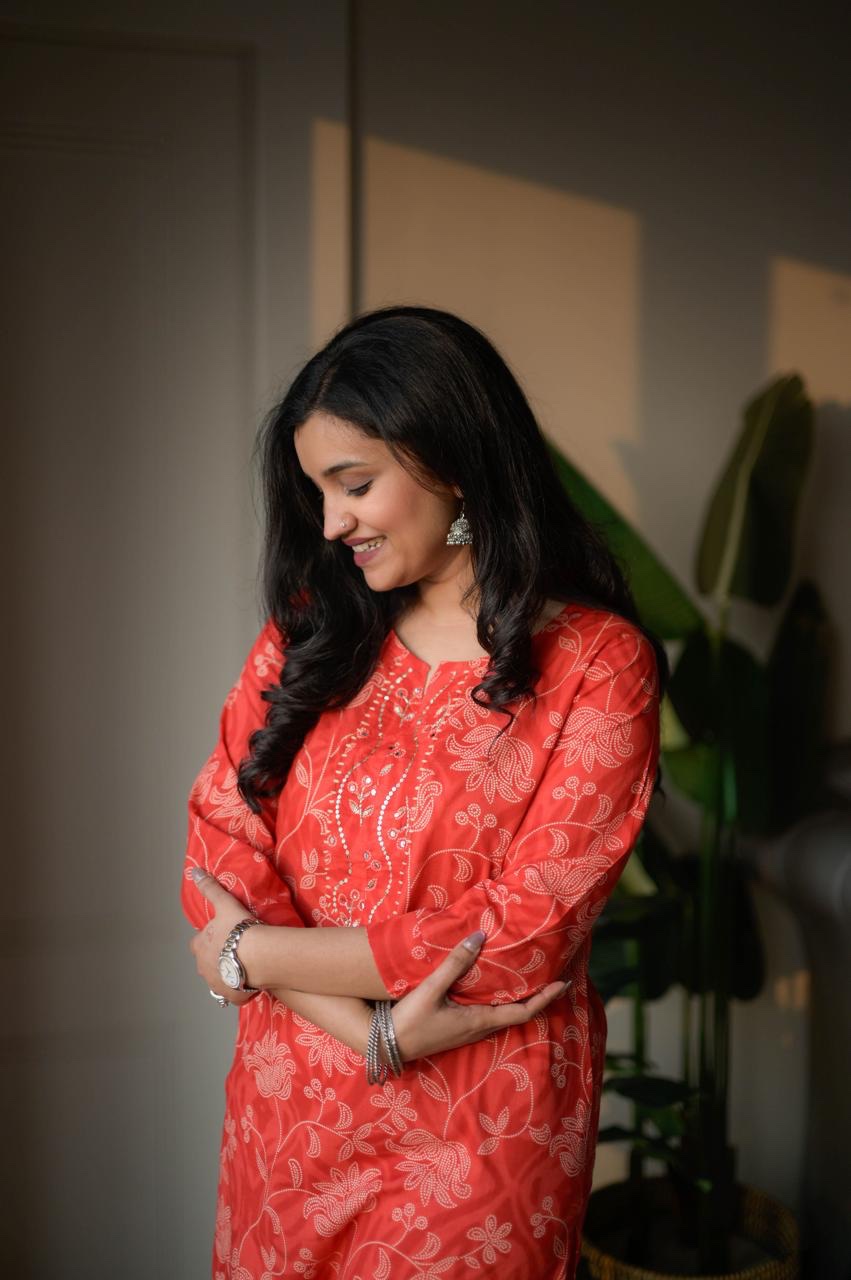 Samya Budget Cotton Suit- Red - Image 4