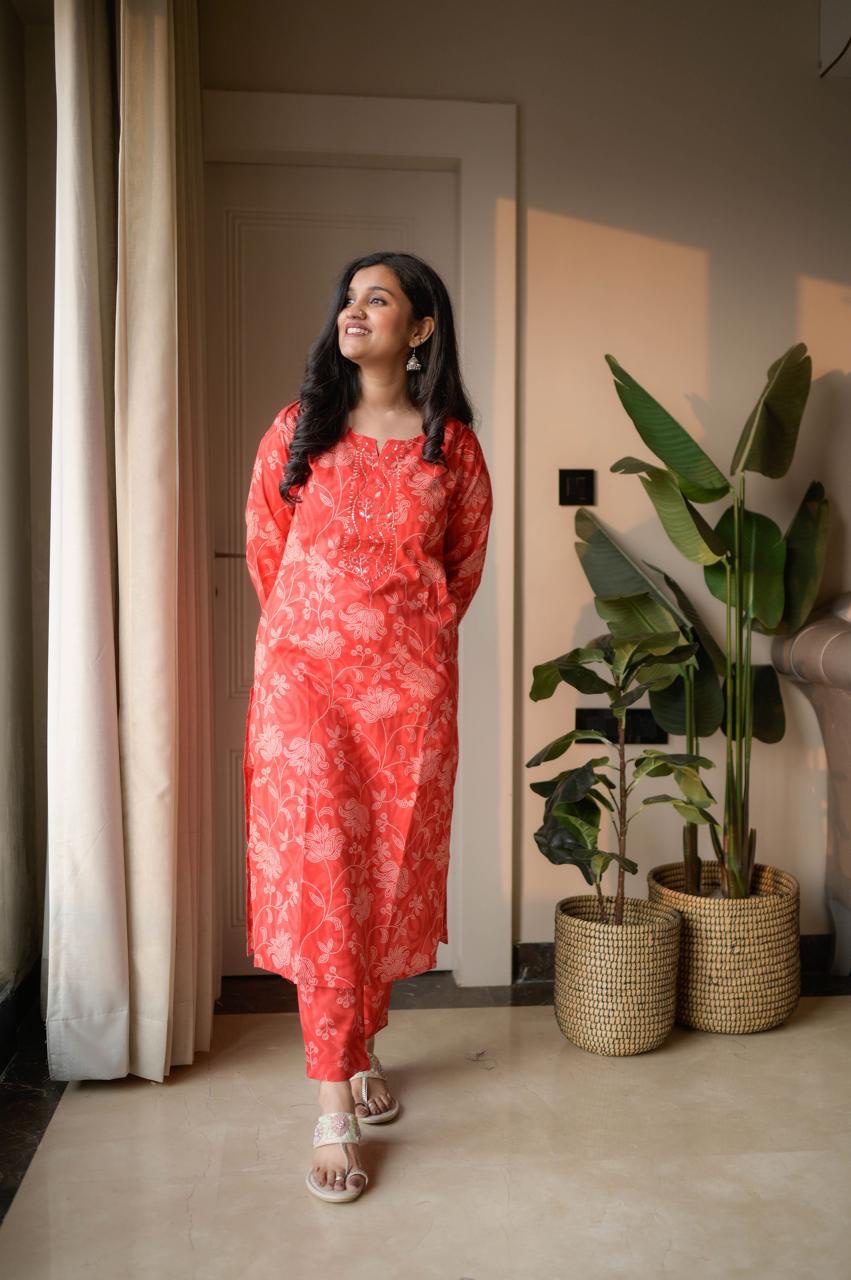 Samya Budget Cotton Suit- Red - Image 3