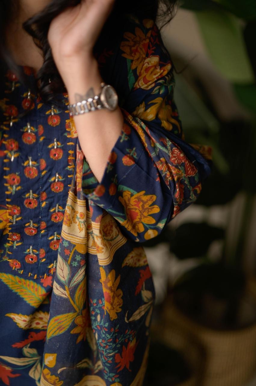 Samya Budget Cotton Suit- Blue Florals - Image 6