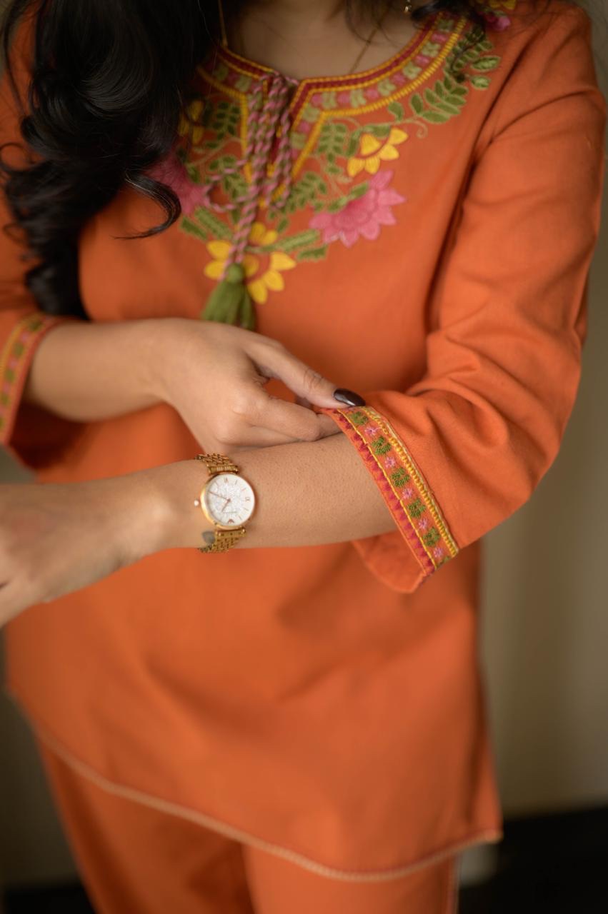 Grisha Embroidered Coord Set- Orange - Image 6