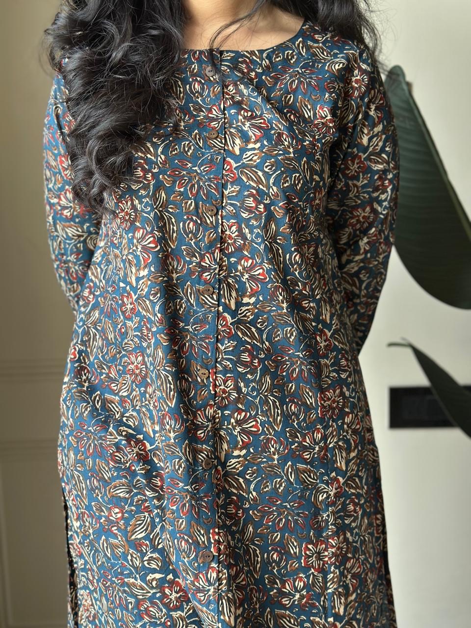 Amayra A-line Cotton Pant Set- Dark Jaal - Image 2