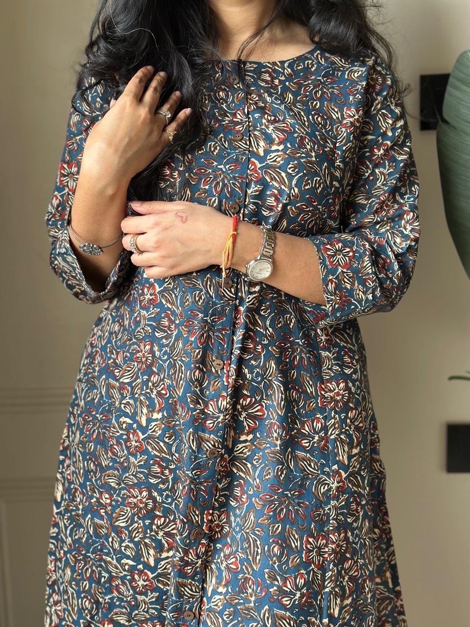 Amayra A-line Cotton Pant Set- Dark Jaal - Image 5