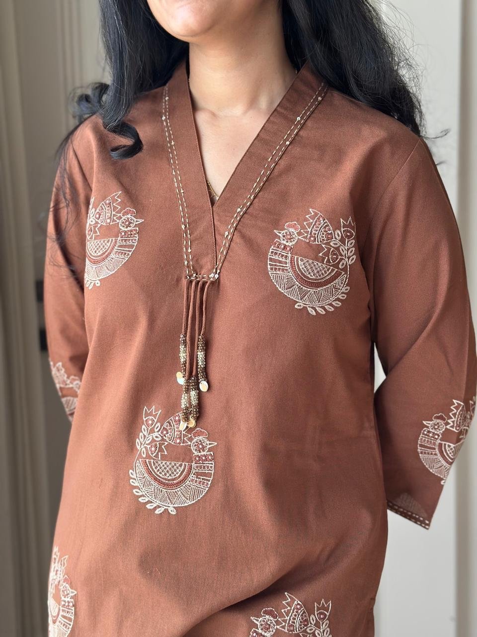 Raisha Embroidered Pant Set- Earthy - Image 8