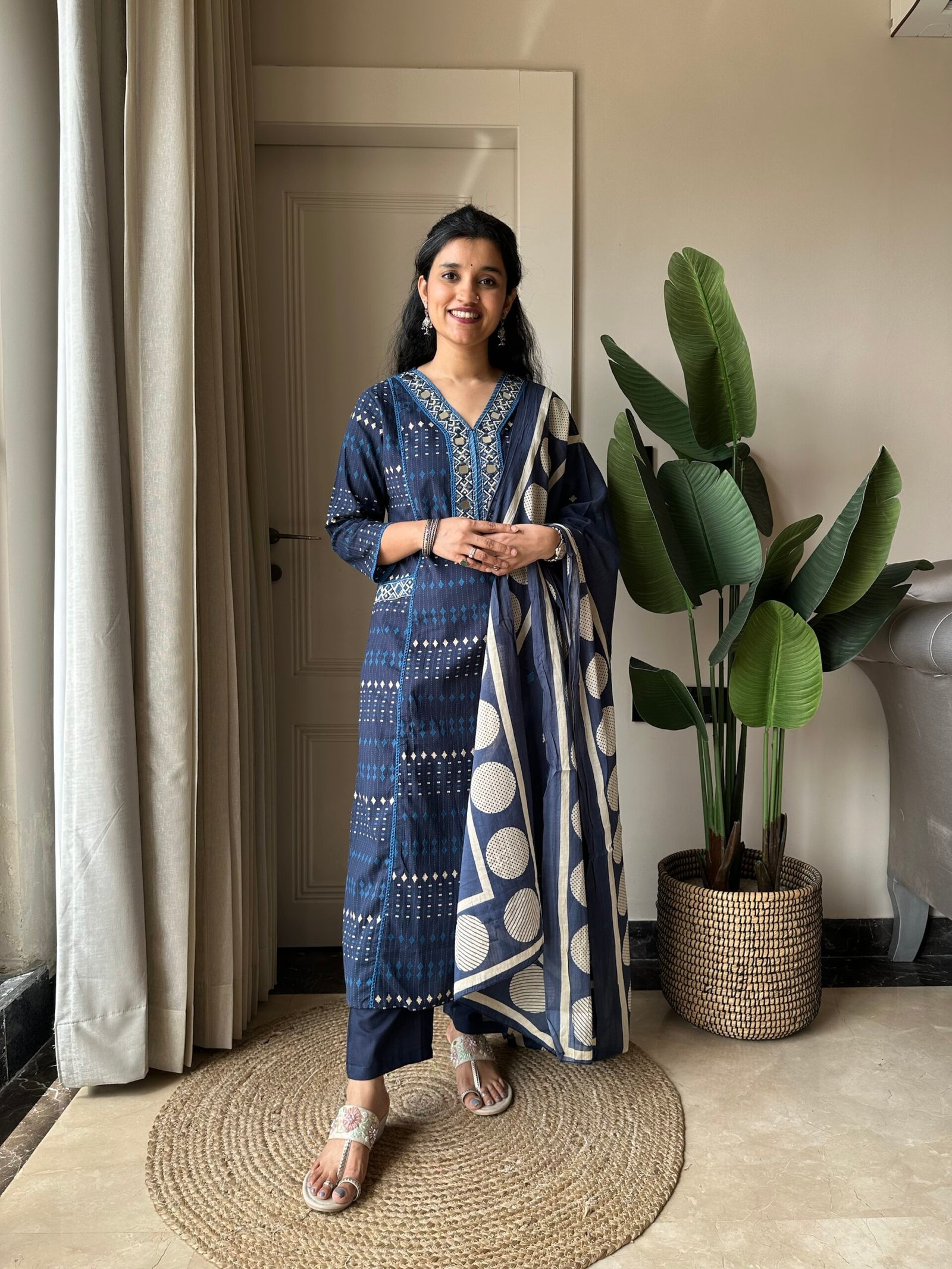 Maisha Mirror Work Cotton Suit