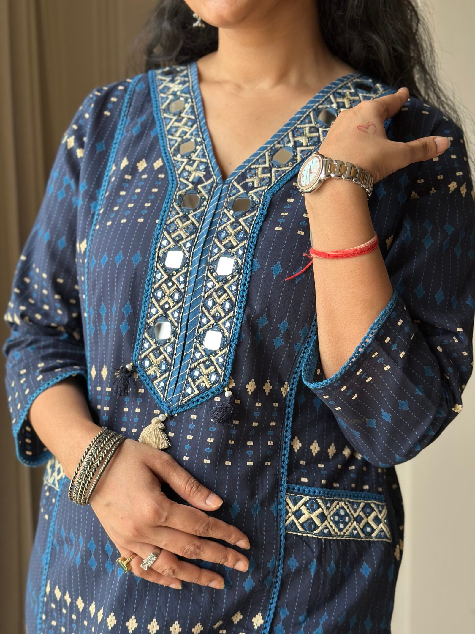 Maisha Mirror Work Cotton Suit - Image 2