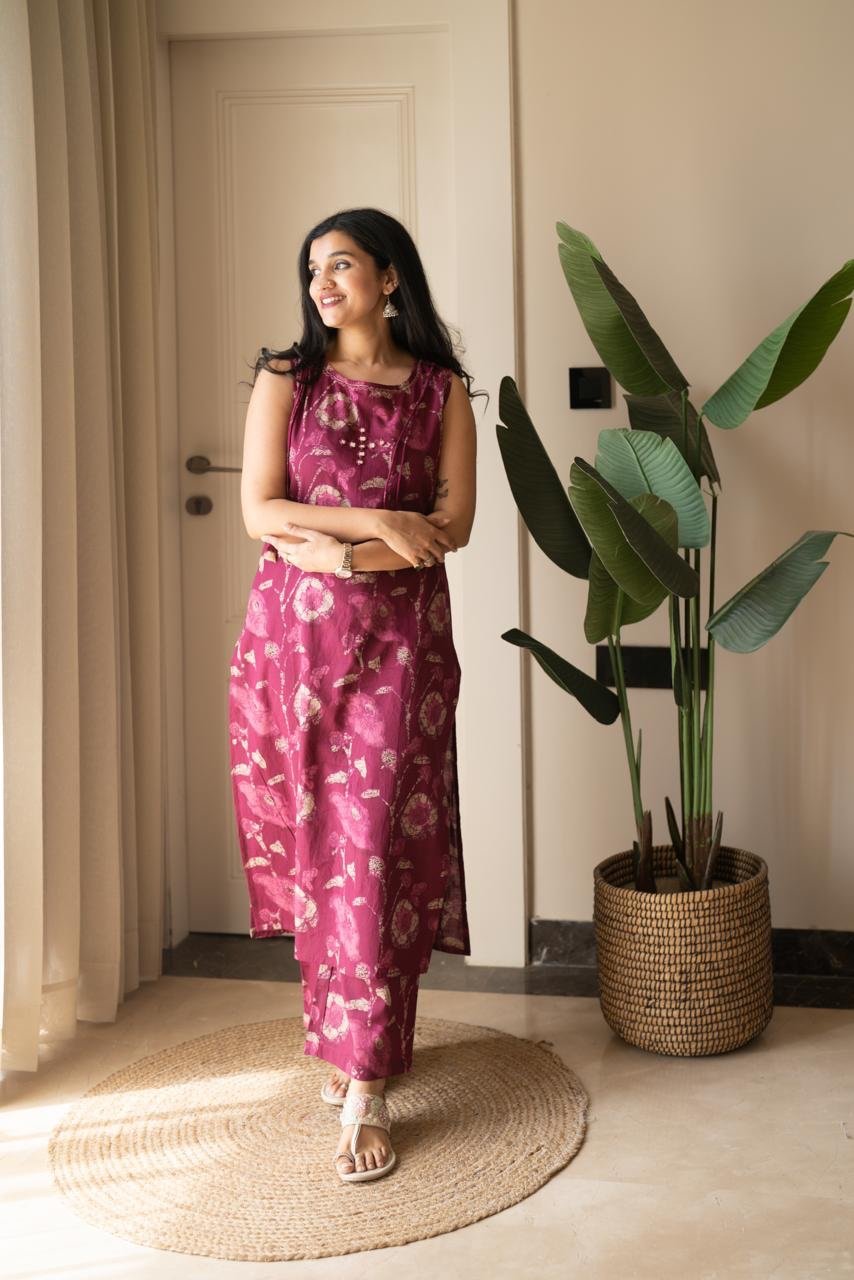 Kisha Sleeveless Cotton Set- Pink Batik - Image 7