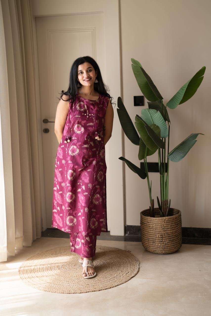Kisha Sleeveless Cotton Set- Pink Batik - Image 4