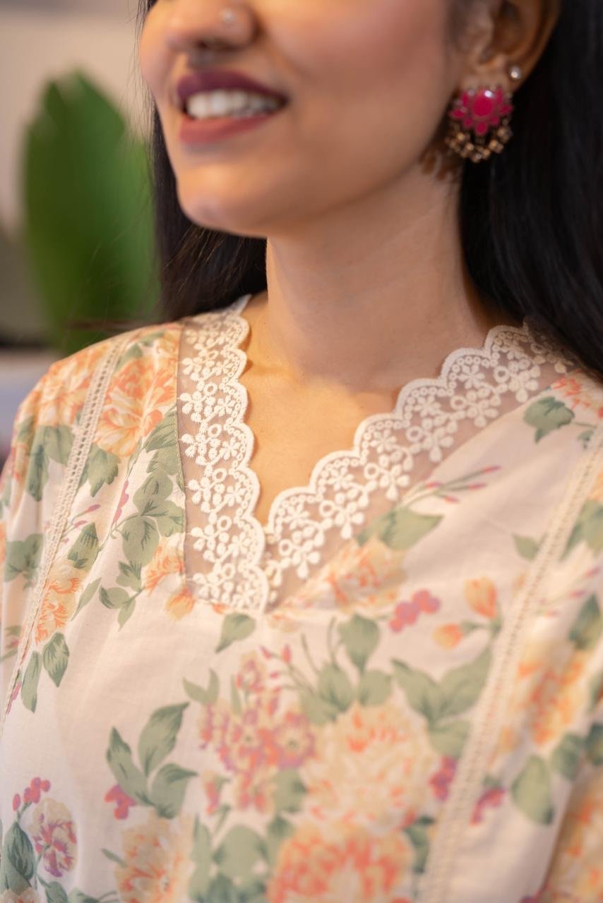 Sushra Lace Detailed Coord Set- Pastel - Image 2