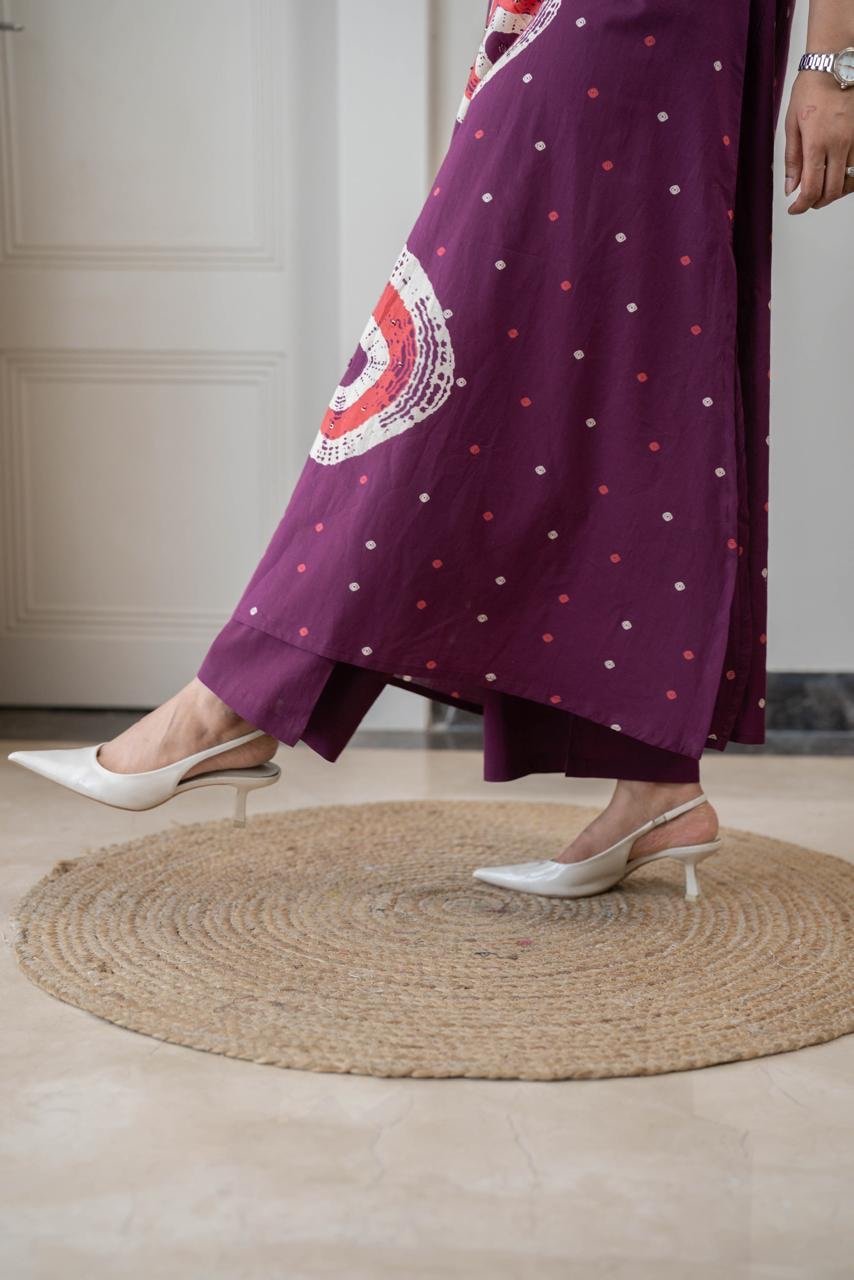 Tina Bandhej Timeless Cotton Suit- Violet - Image 8