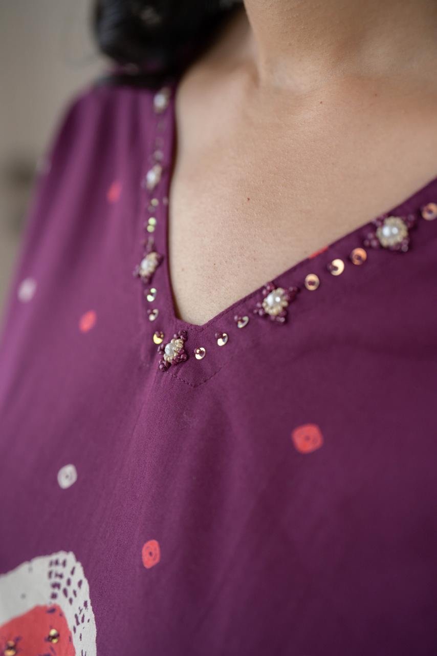 Tina Bandhej Timeless Cotton Suit- Violet - Image 9